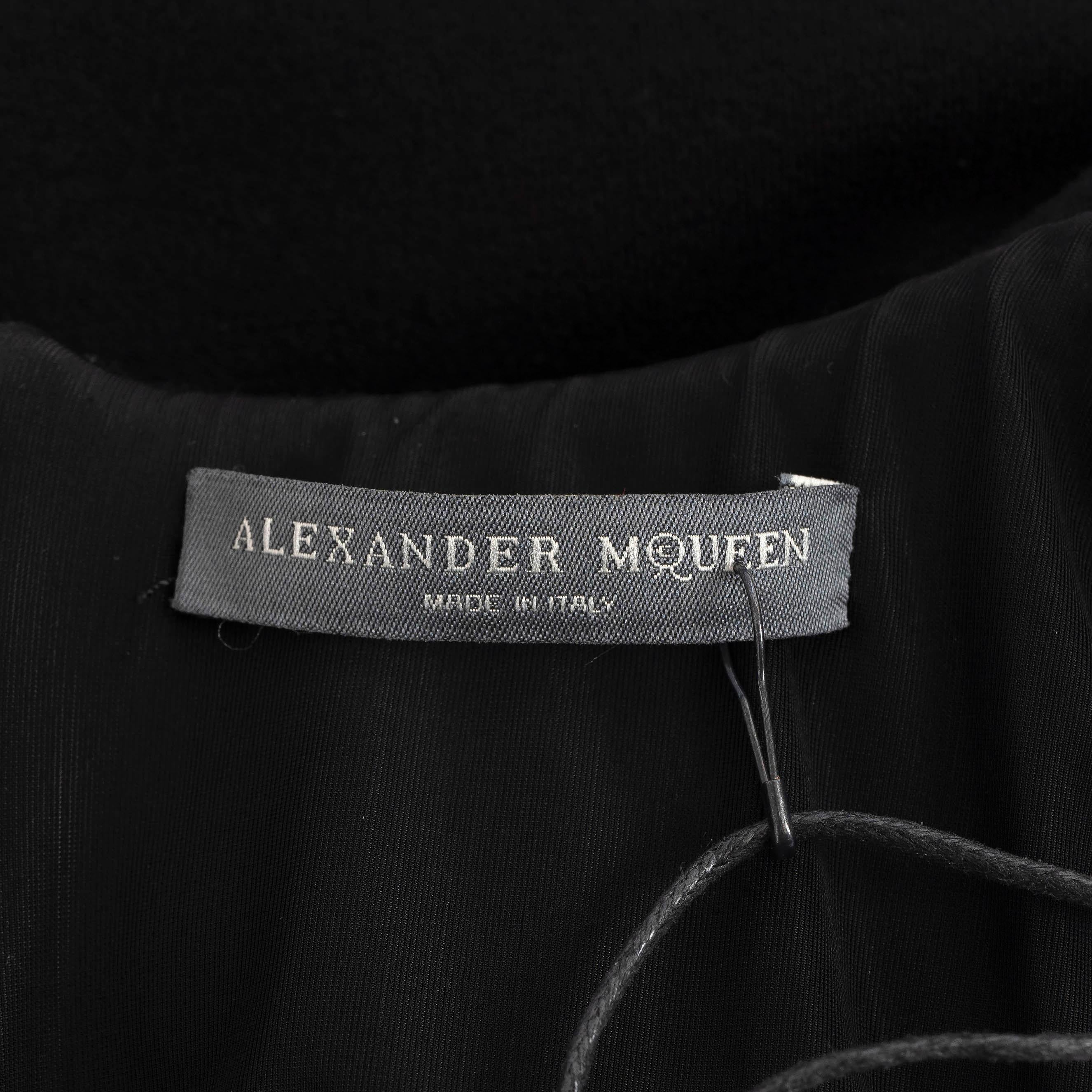 ALEXANDER MCQUEEN black wool 2013 PEPLUM MIDI Dress 42 M For Sale 1