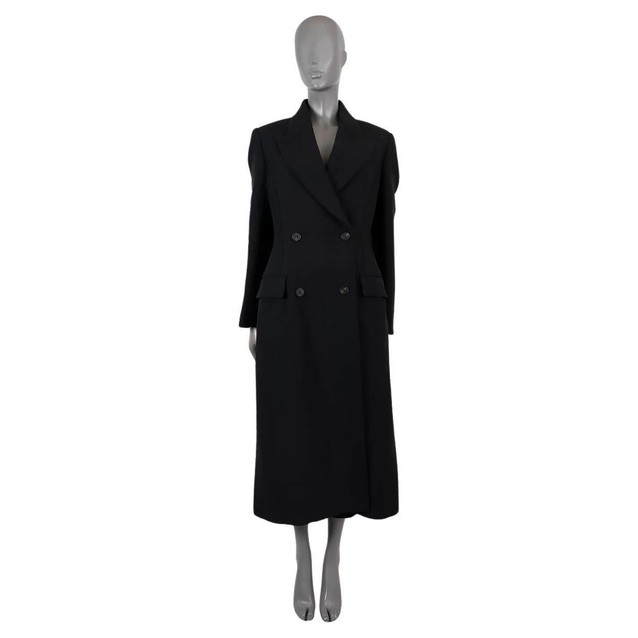 ALEXANDER MCQUEEN black wool 2020 DOUBLE BREASTED MAXI Coat Jacket 44 L For Sale