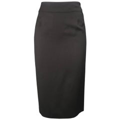 Alexander McQueen Black Wool A Line Skirt