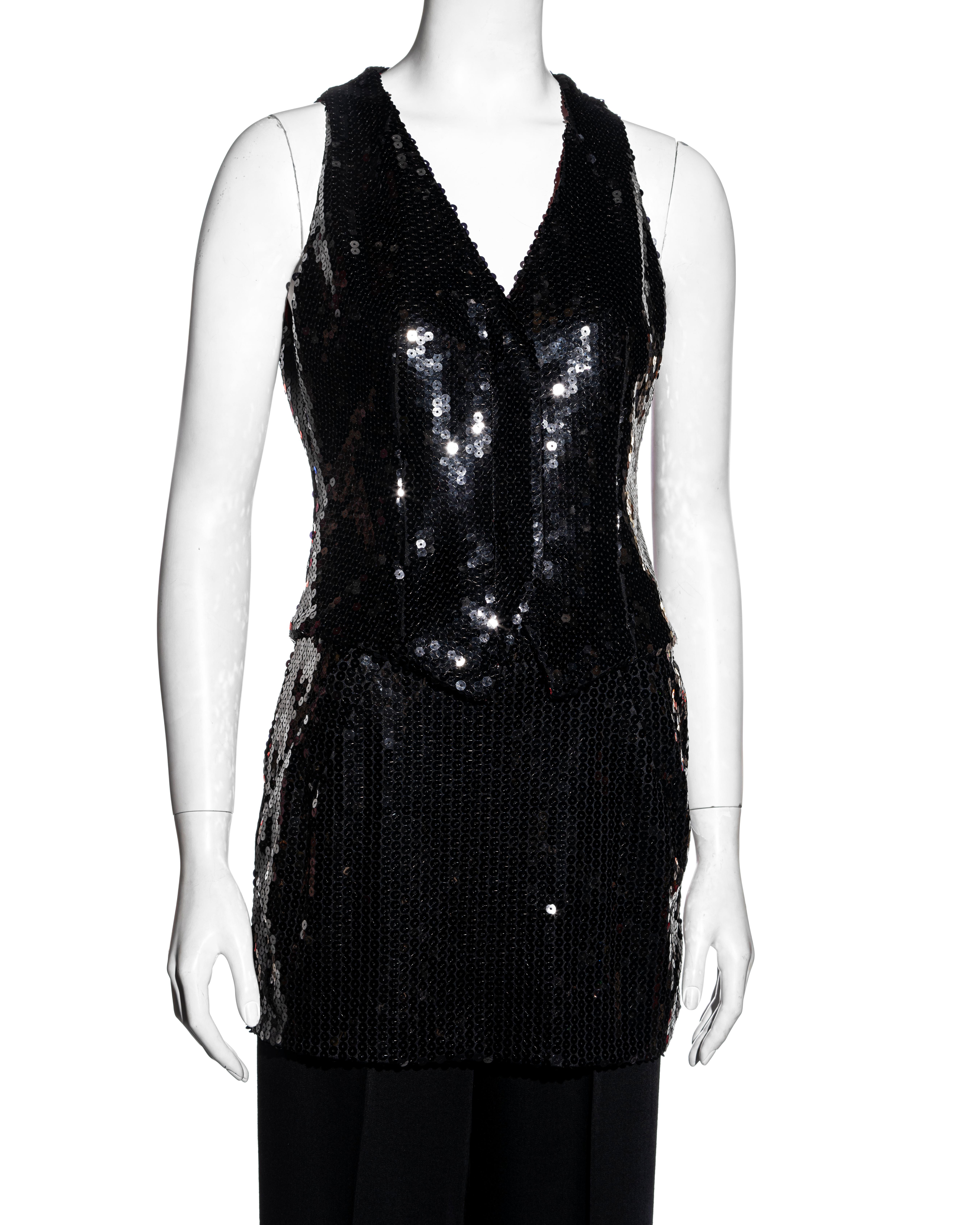 Alexander McQueen black wool and sequin four-piece 'Joan' suit, fw 1998 In Excellent Condition For Sale In London, GB