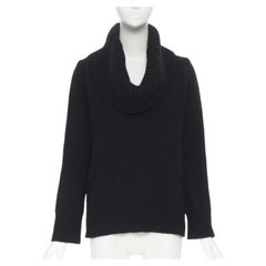 ALEXANDER MCQUEEN black wool angora blend ribbed turtleneck sweater S