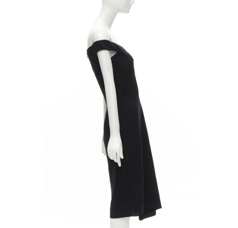 Black ALEXANDER MCQUEEN black wool black off shoulder boned corset draped dress IT40 S For Sale