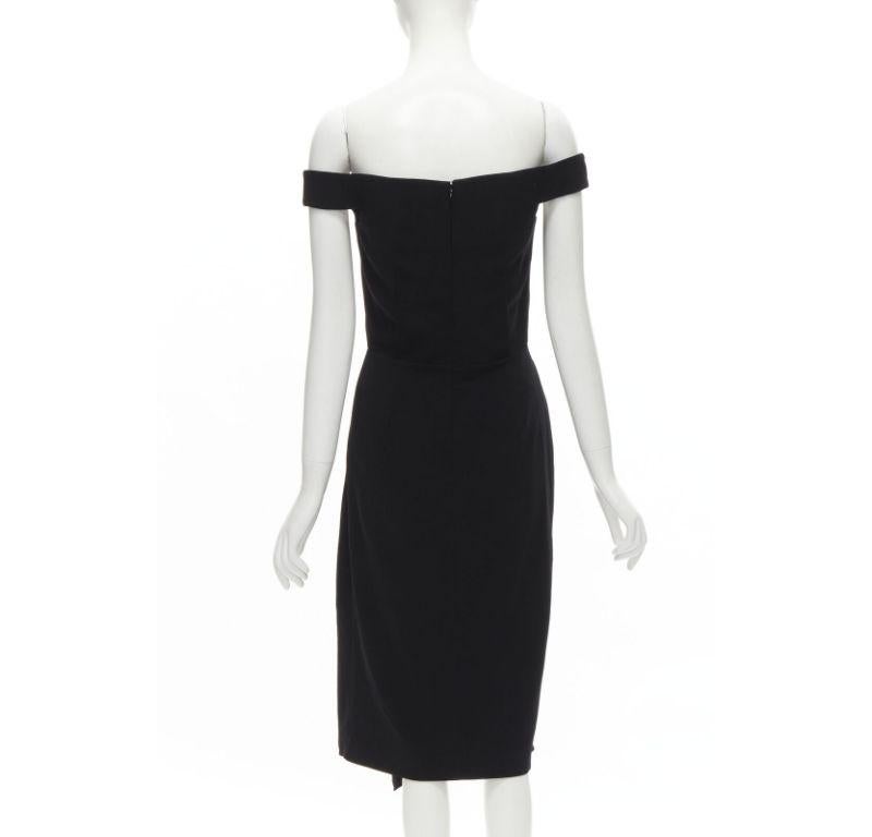 ALEXANDER MCQUEEN black wool black off shoulder boned corset draped dress IT40 S In Excellent Condition For Sale In Hong Kong, NT
