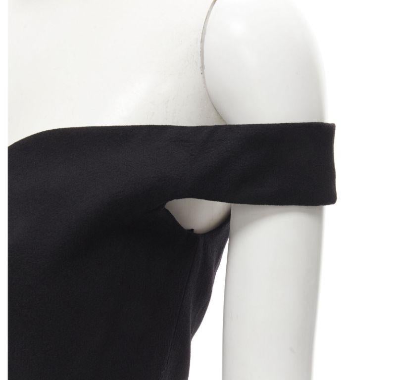 ALEXANDER MCQUEEN black wool black off shoulder boned corset draped dress IT40 S For Sale 1