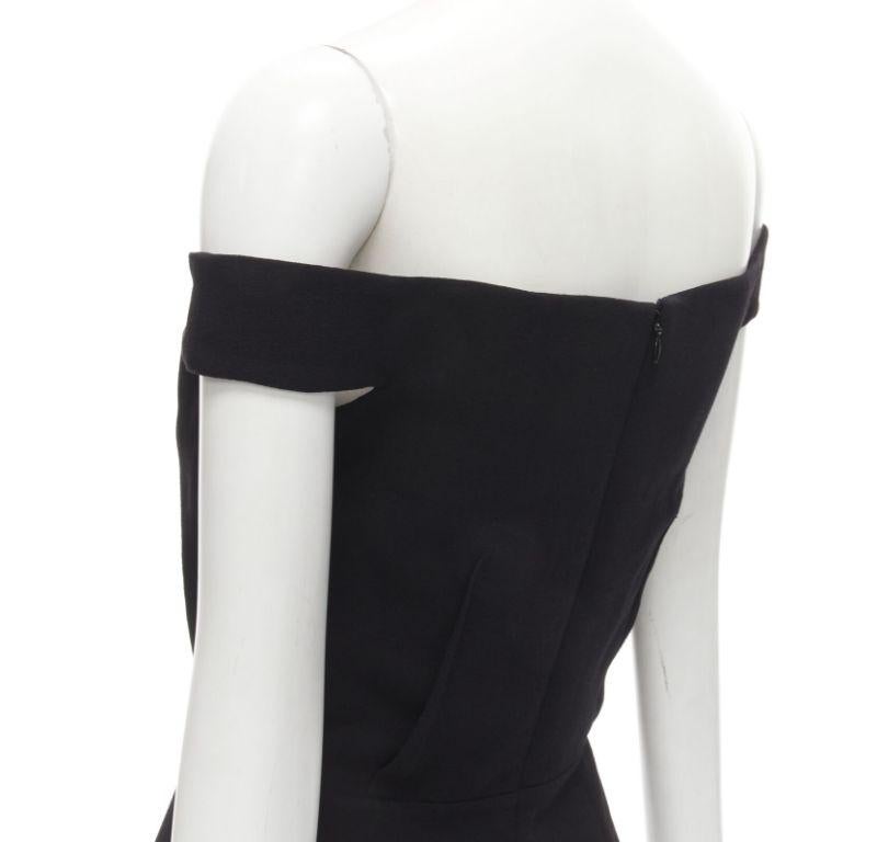 ALEXANDER MCQUEEN black wool black off shoulder boned corset draped dress IT40 S For Sale 2