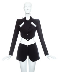 Alexander McQueen black wool blazer jacket with cut outs, ss 1999