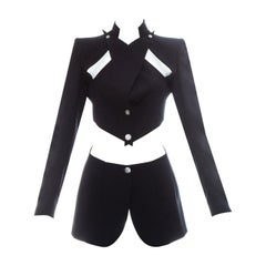 Alexander McQueen black wool blazer jacket with cut outs, ss 1999