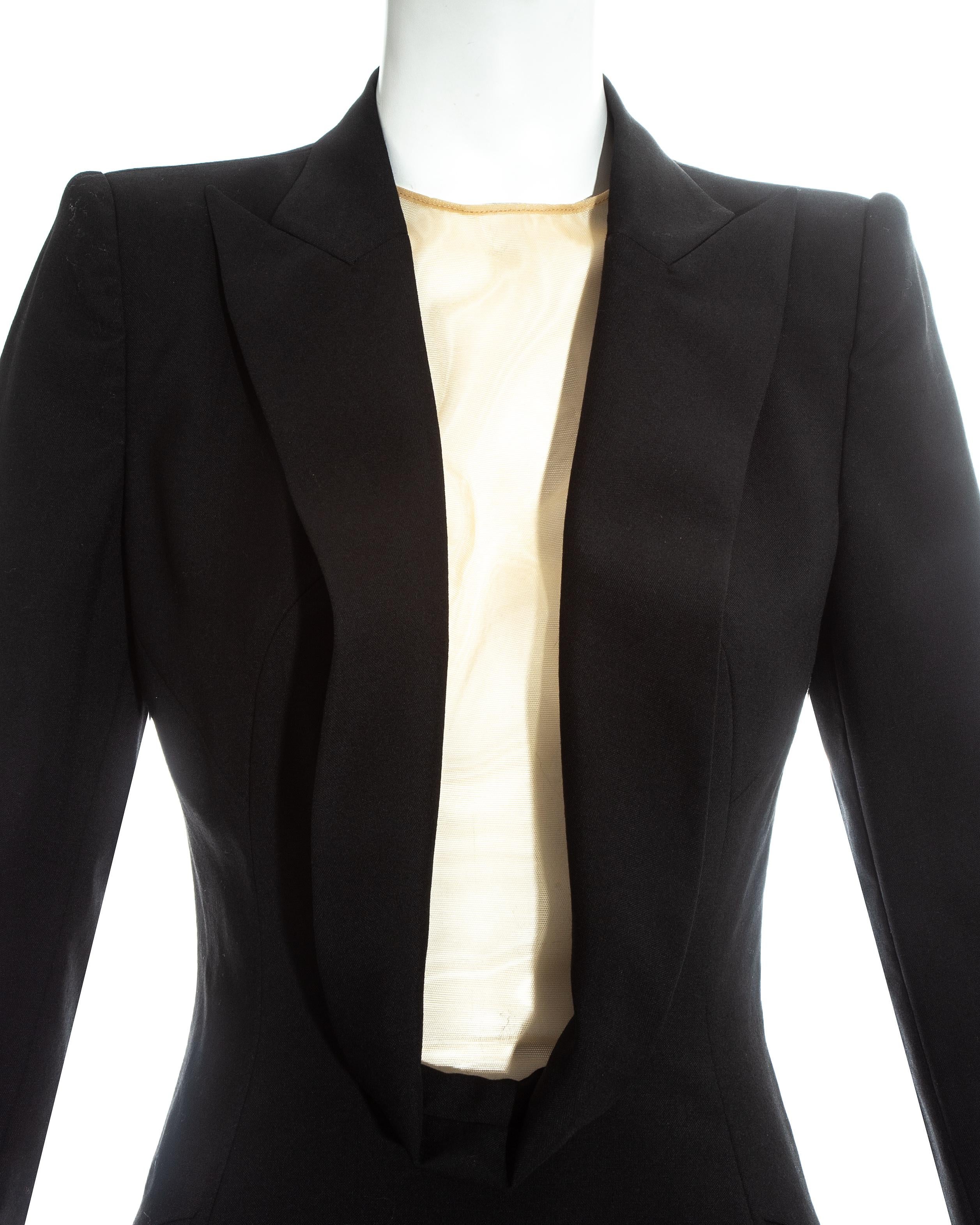 Alexander McQueen black wool blazer mini dress with shawl lapel, ss 1998 In Good Condition In London, GB