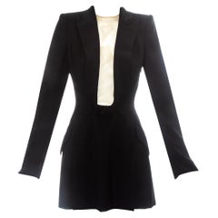 Alexander McQueen black wool blazer mini dress with shawl lapel, ss 1998