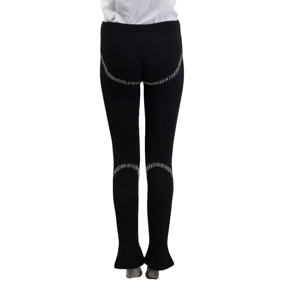 black leggings with white stitching