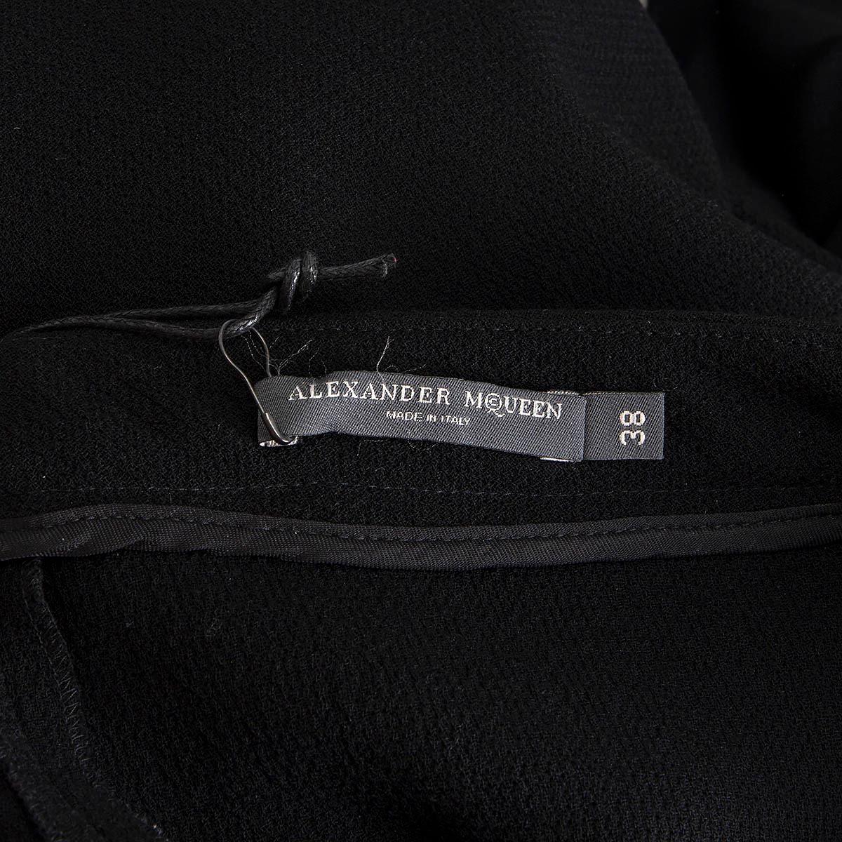 Black ALEXANDER MCQUEEN black wool blend CATCH STITCH FLARED Pants 38 XS For Sale