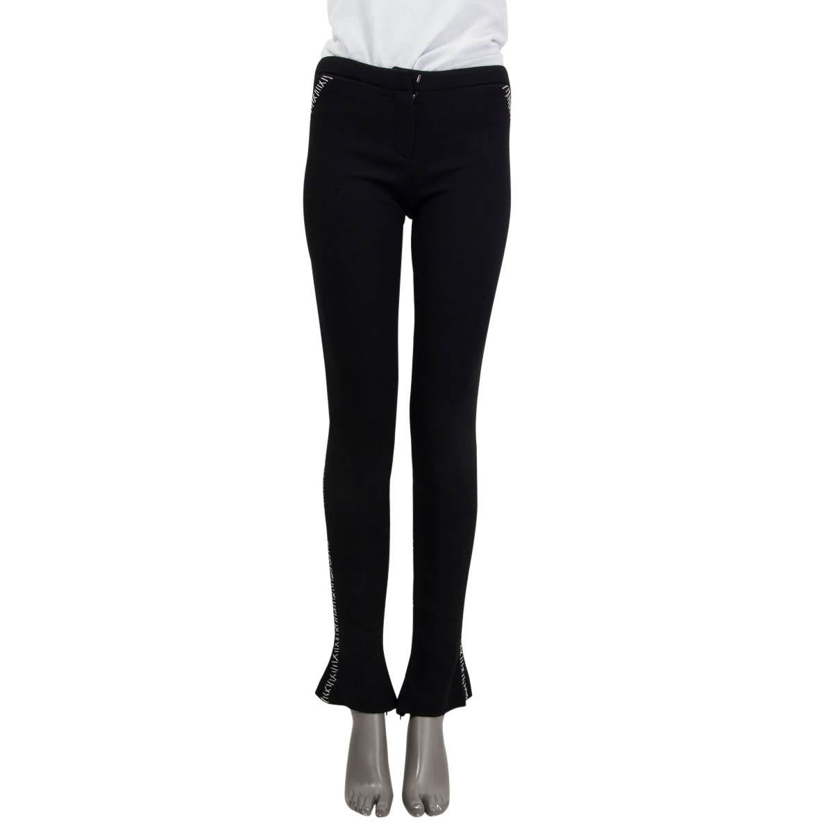 ALEXANDER MCQUEEN black wool blend CATCH STITCH FLARED Pants 38 XS For Sale