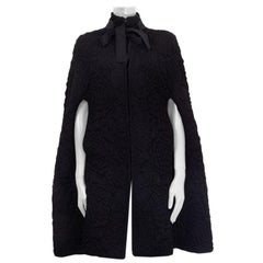 Alexander McQueen black wool blend QUILTE ROSE KNIT Cape Jacket One Size
