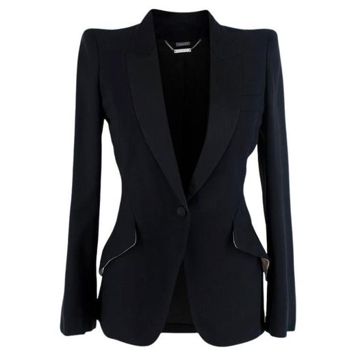 Alexander McQueen black wool blazer jacket with cut outs, ss 1999 For ...