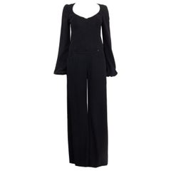 ALEXANDER MCQUEEN black wool blend WIDE LEG Jumpsuit Romper 44 L
