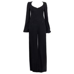 Vintage ALEXANDER MCQUEEN black wool blend WIDE LEG Jumpsuit Romper 44 L