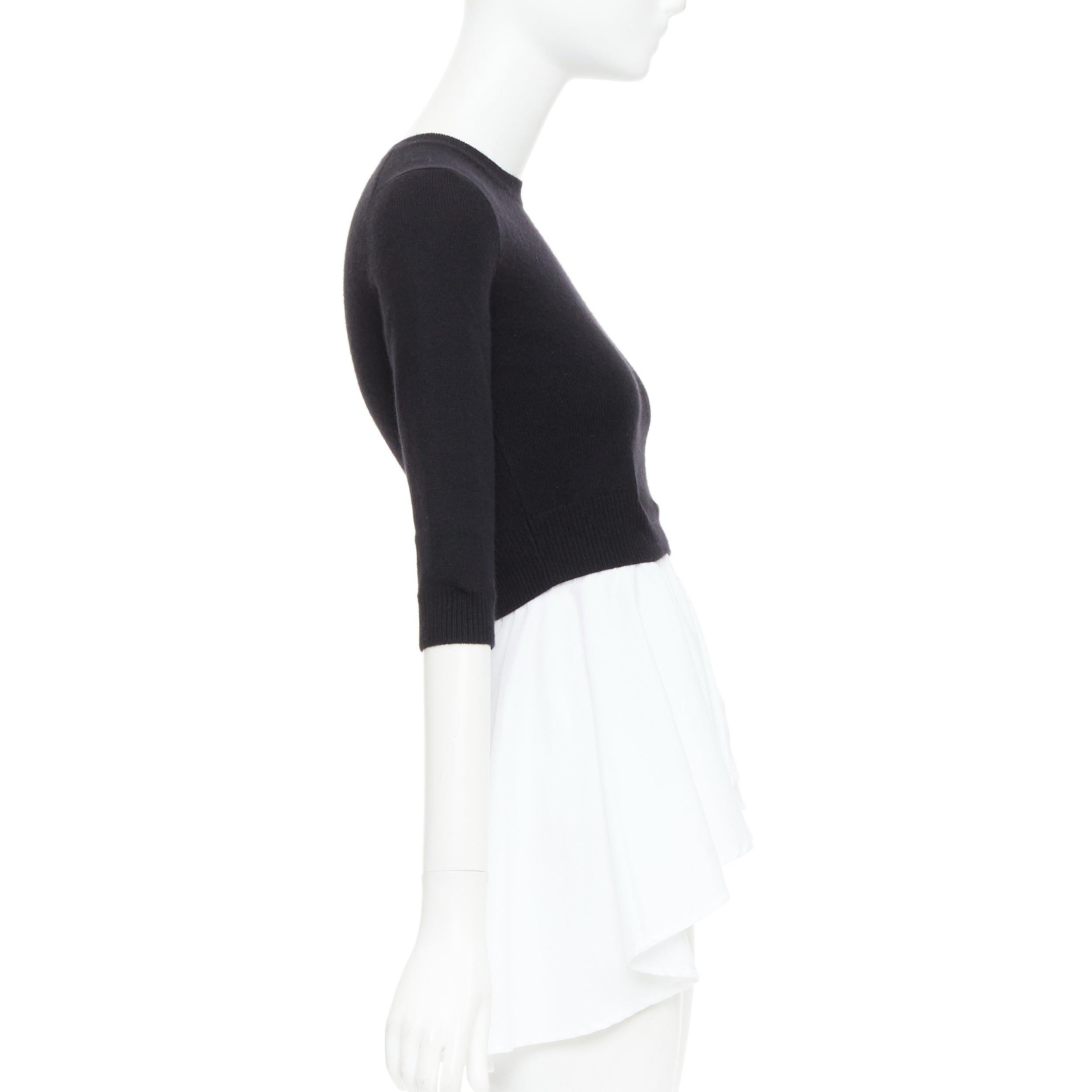 Alexander McQueen maglione nero in lana e cachemire, top peplo in cotone bianco XXS In condizioni ottime in vendita a Hong Kong, NT