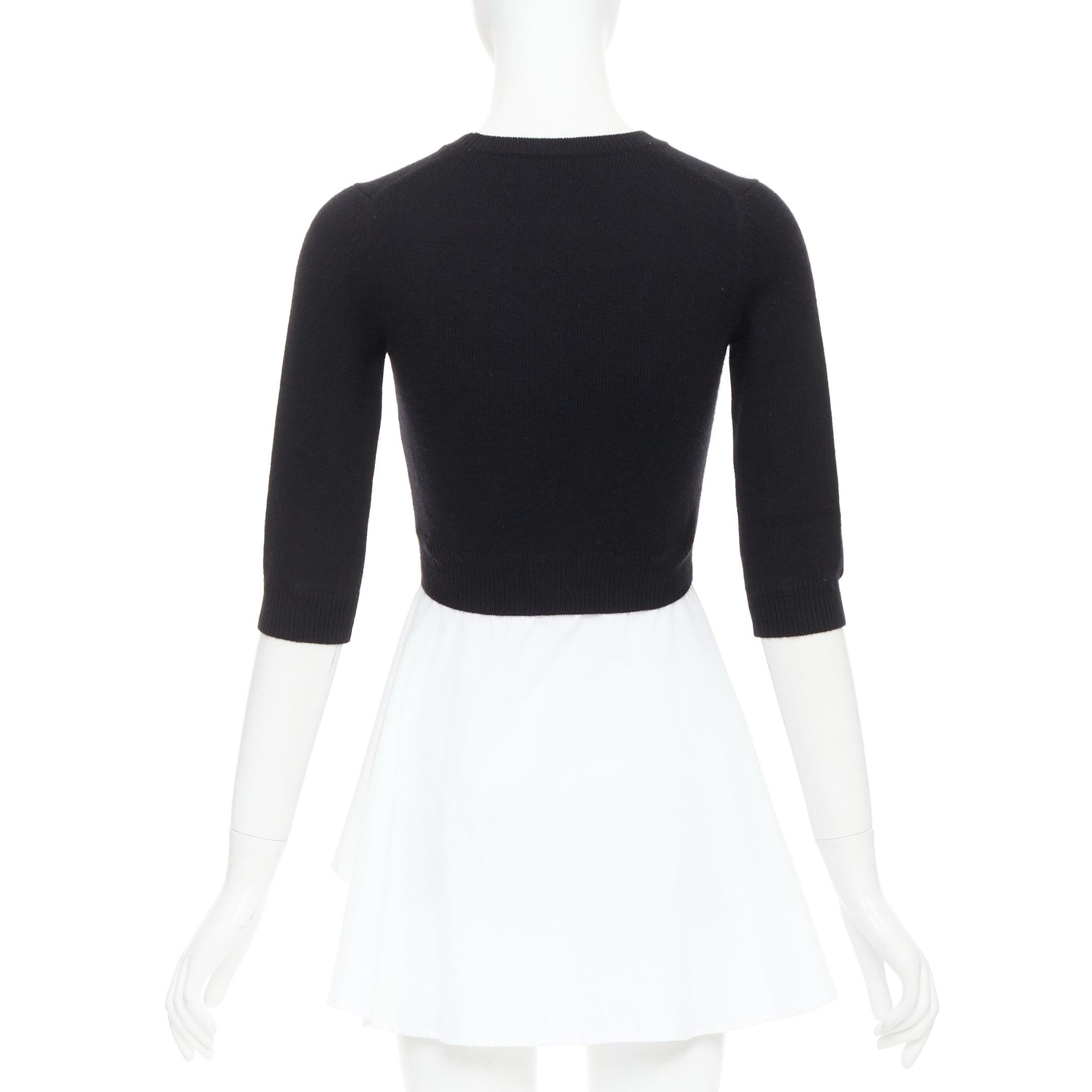 Donna Alexander McQueen maglione nero in lana e cachemire, top peplo in cotone bianco XXS in vendita