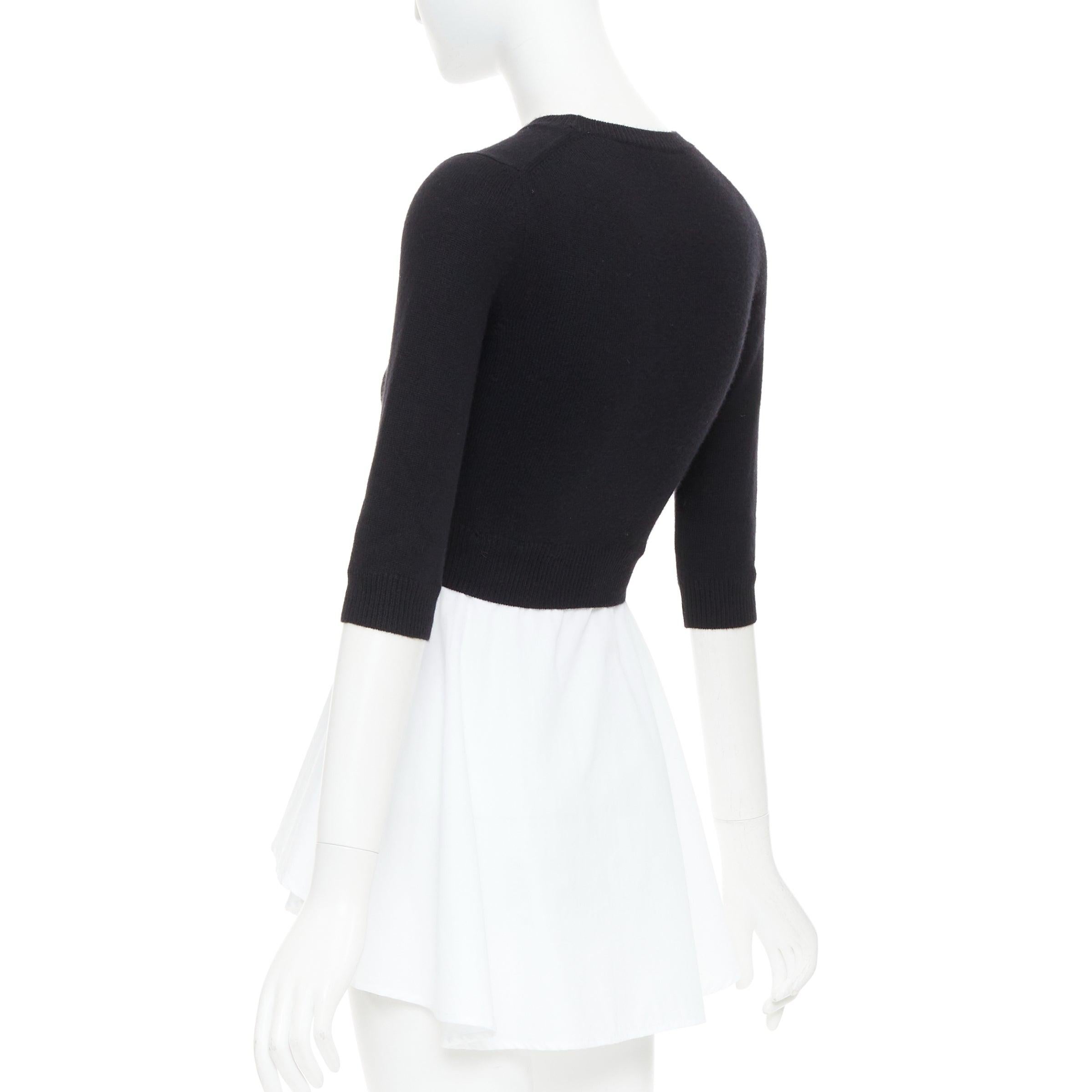 Alexander McQueen maglione nero in lana e cachemire, top peplo in cotone bianco XXS in vendita 1