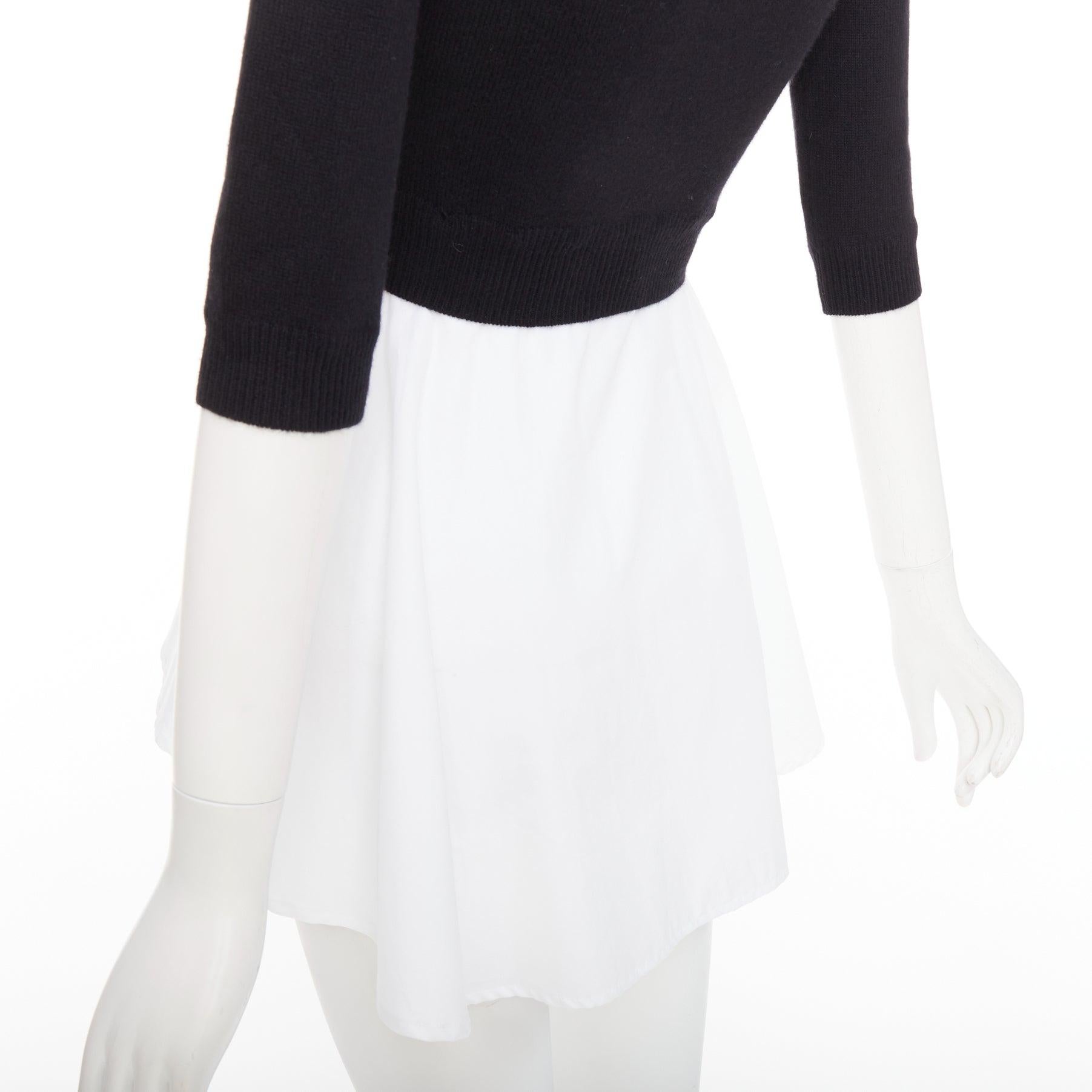 Alexander McQueen maglione nero in lana e cachemire, top peplo in cotone bianco XXS in vendita 2