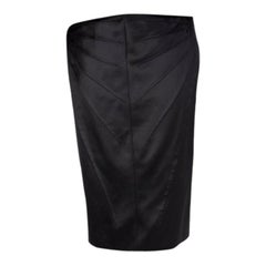 ALEXANDER MCQUEEN black wool & cotton Straight Skirt 44 L