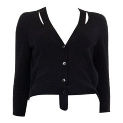 ALEXANDER MCQUEEN black wool CROPPE V-NECK Cardigan Sweater S