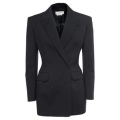 Alexander McQueen Black Wool Double-Breasted Tailored Blazer S