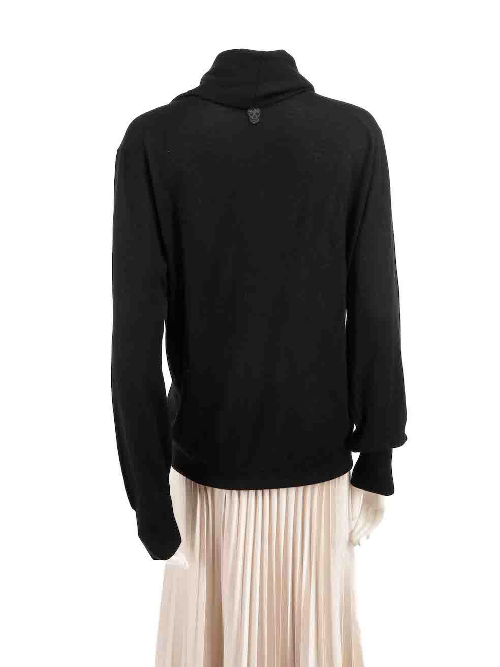 Alexander McQueen Black Wool Draped V-Neck Jumper Size M In Good Condition For Sale In London, GB