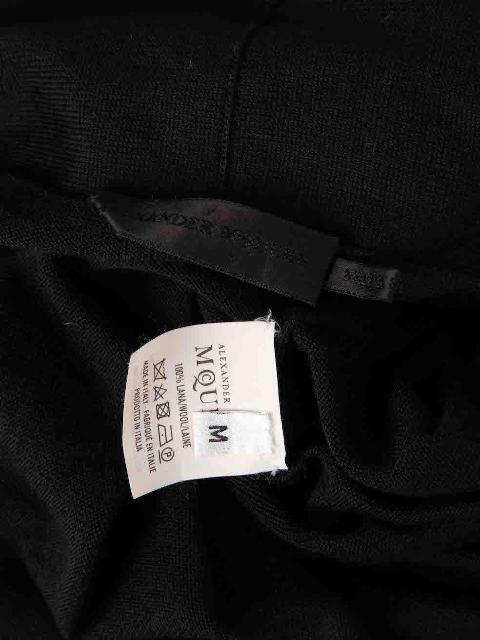 Women's Alexander McQueen Black Wool Draped V-Neck Jumper Size M For Sale