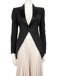 Alexander McQueen Black Wool Geometric Cut Blazer Size S