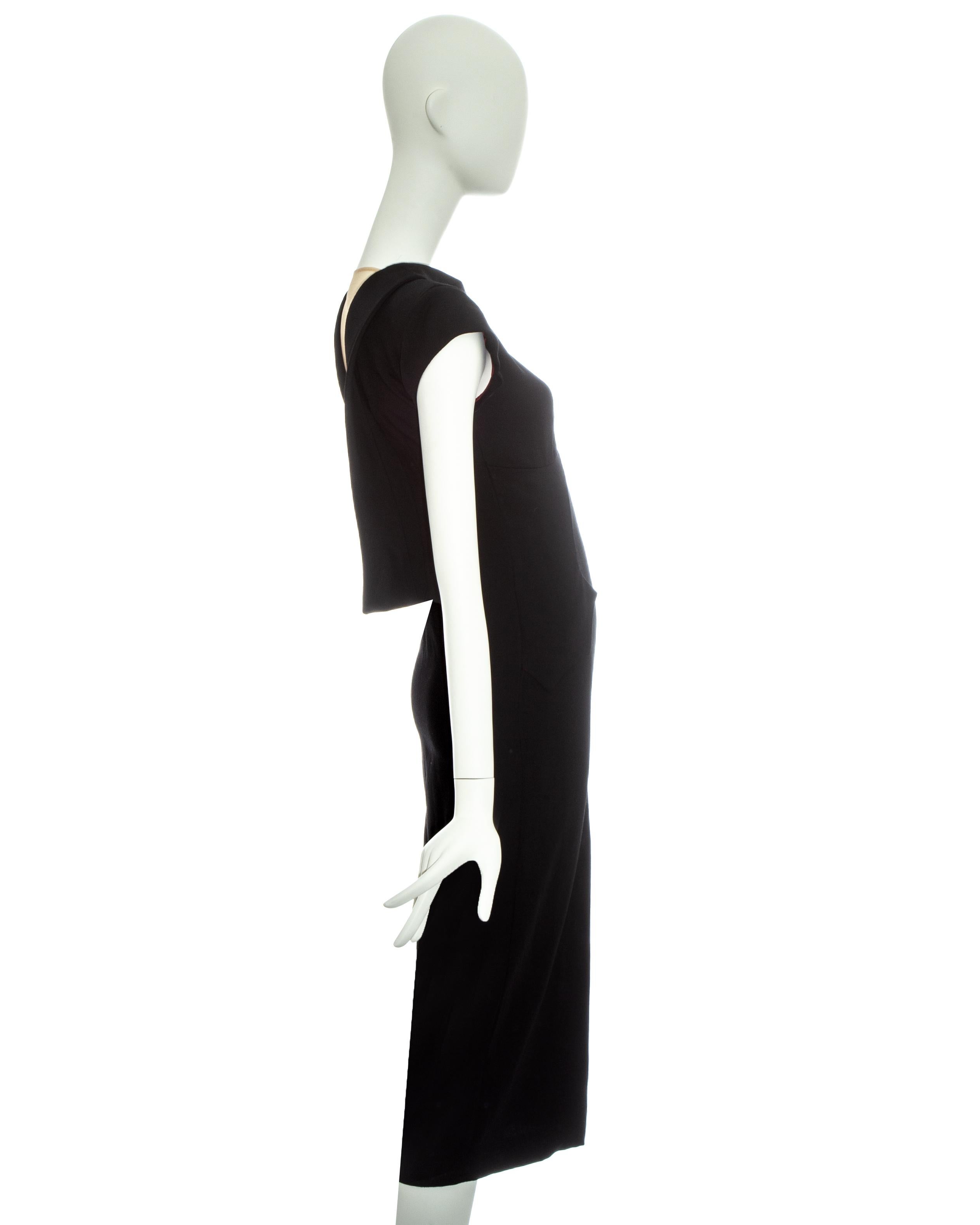 Black Alexander McQueen black wool 'Joan' dress with open back, fw 1998