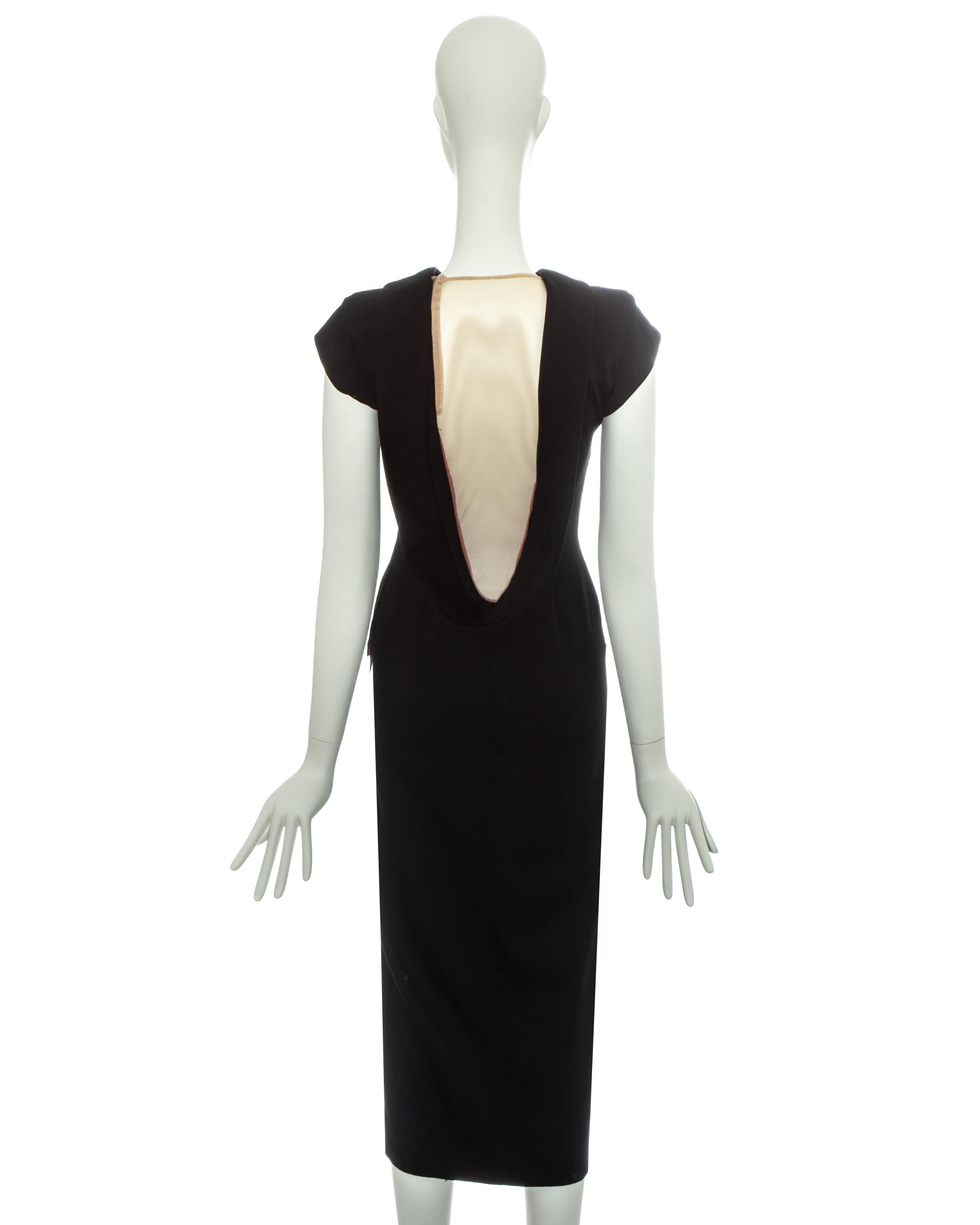 Alexander McQueen black wool 'Joan' dress with open back, fw 1998 In Good Condition In London, GB