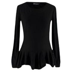 Alexander McQueen Black Wool Knit Peplum Hem Top