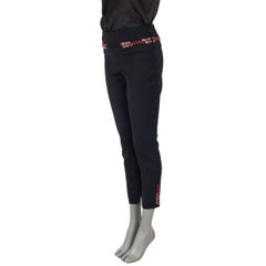 ALEXANDER MCQUEEN black wool LEATHER WHIP STITCH Tapered Leg Suit Pants 40 S