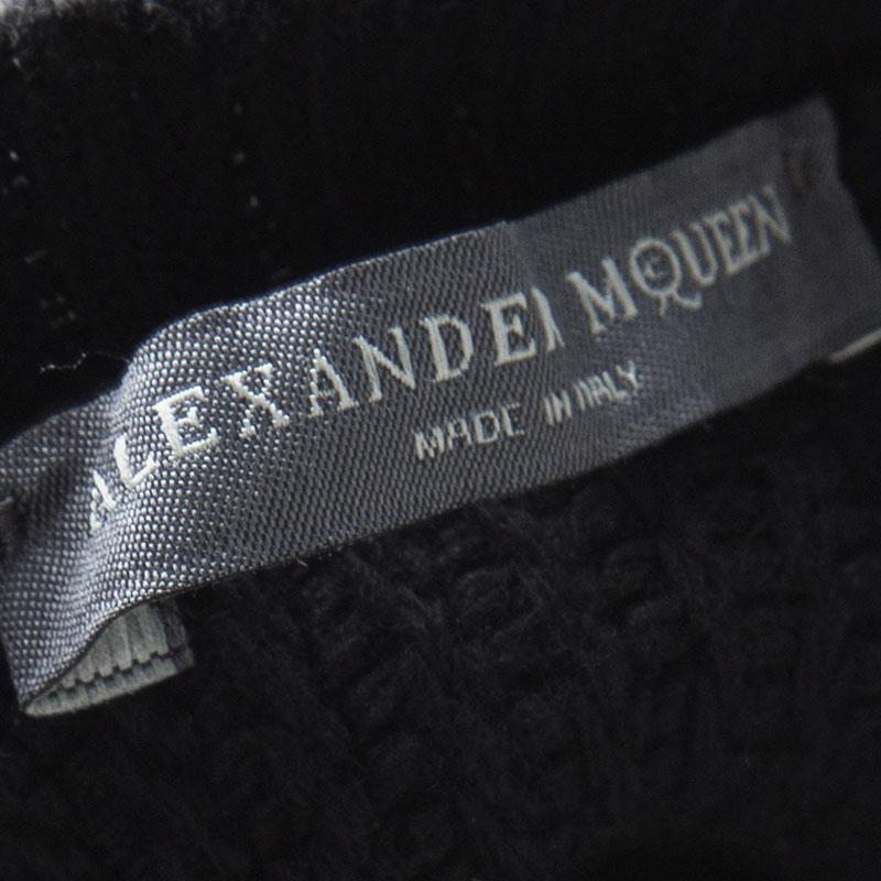 Alexander McQueen Black Wool Metallic Crochet Lace Insert Sleeveless Maxi Dress  1