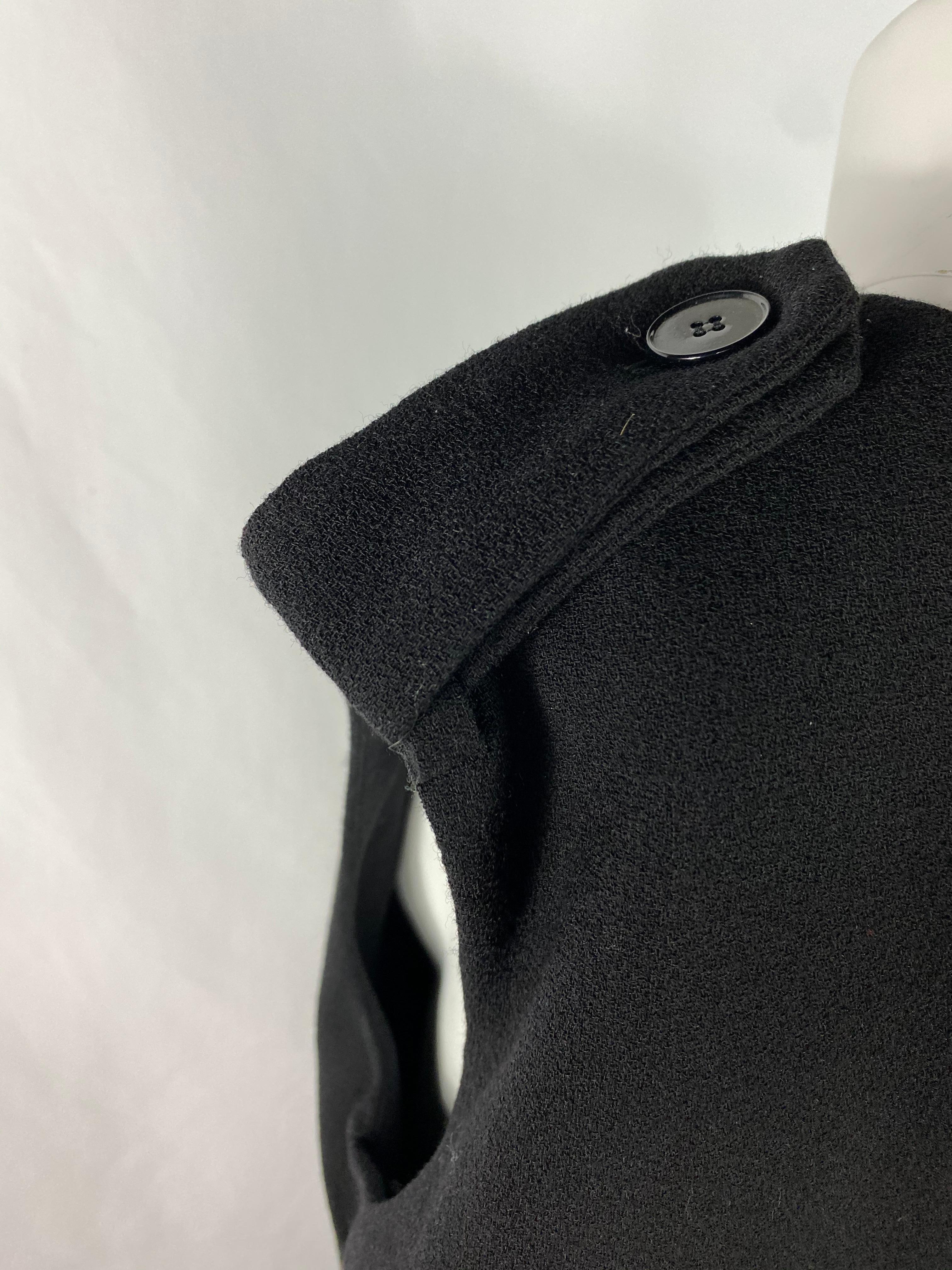Women's Alexander McQueen Black Wool Mini Cape Dress, Size 44 For Sale