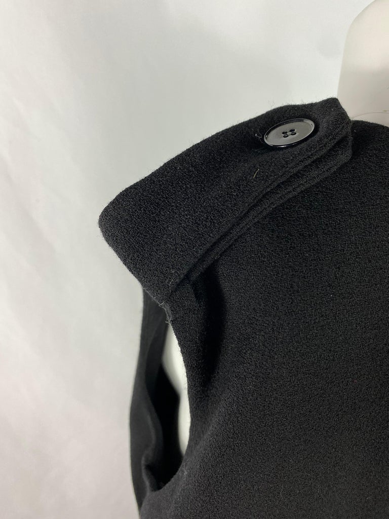 Alexander McQueen Black Wool Mini Cape Dress, Size 44 For Sale 3