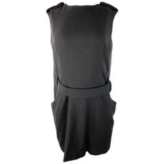 Alexander McQueen Black Wool Mini Cape Dress, Size 44