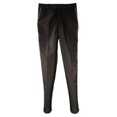 Alexander McQueen – Schwarze Anzughose aus Wolle und Mohair, Größe 28, mit Zierbordüre