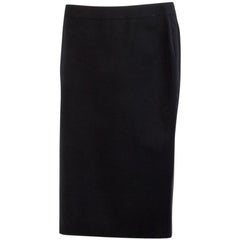 ALEXANDER MCQUEEN black wool & mohair Straight Skirt 44 L