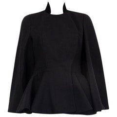 ALEXANDER MCQUEEN black wool PEPLUM Cape Jacket 42 M