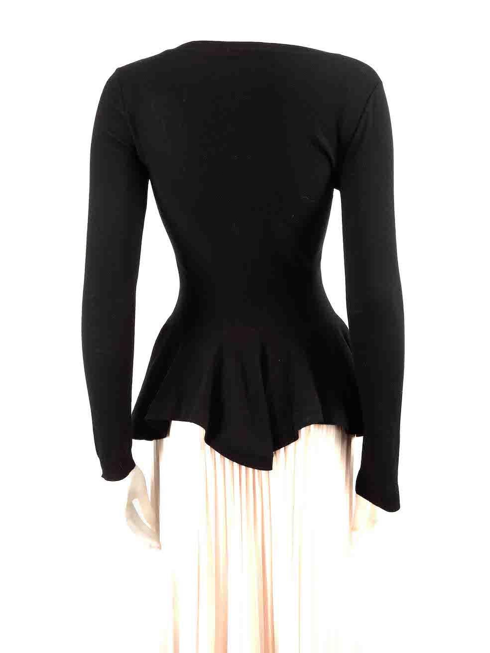 Alexander McQueen Black Wool Peplum Ruffled Top Size S In Good Condition For Sale In London, GB