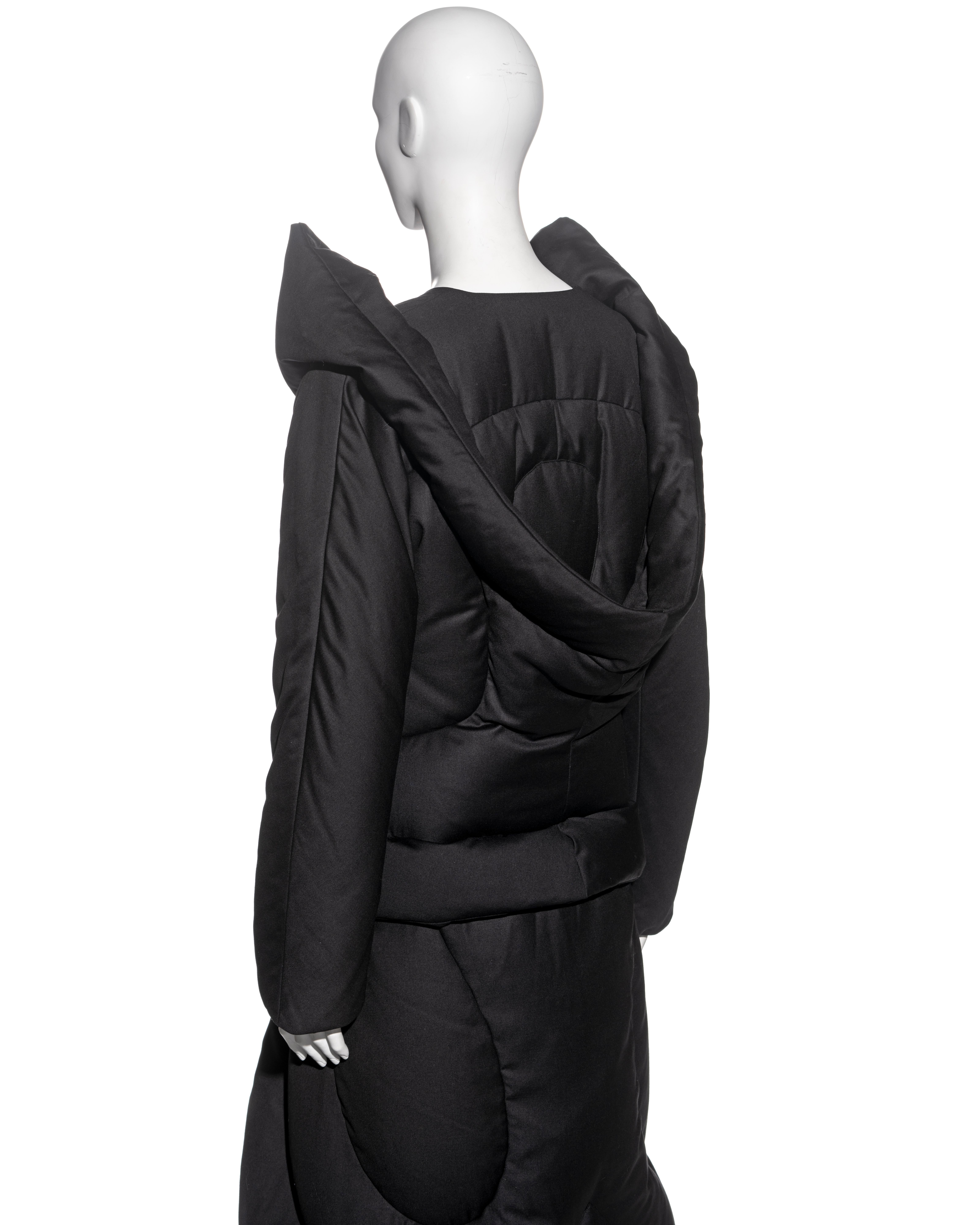 Alexander McQueen black wool quilted coat, fw 1999 For Sale 2
