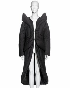 Alexander McQueen black wool quilted coat, fw 1999