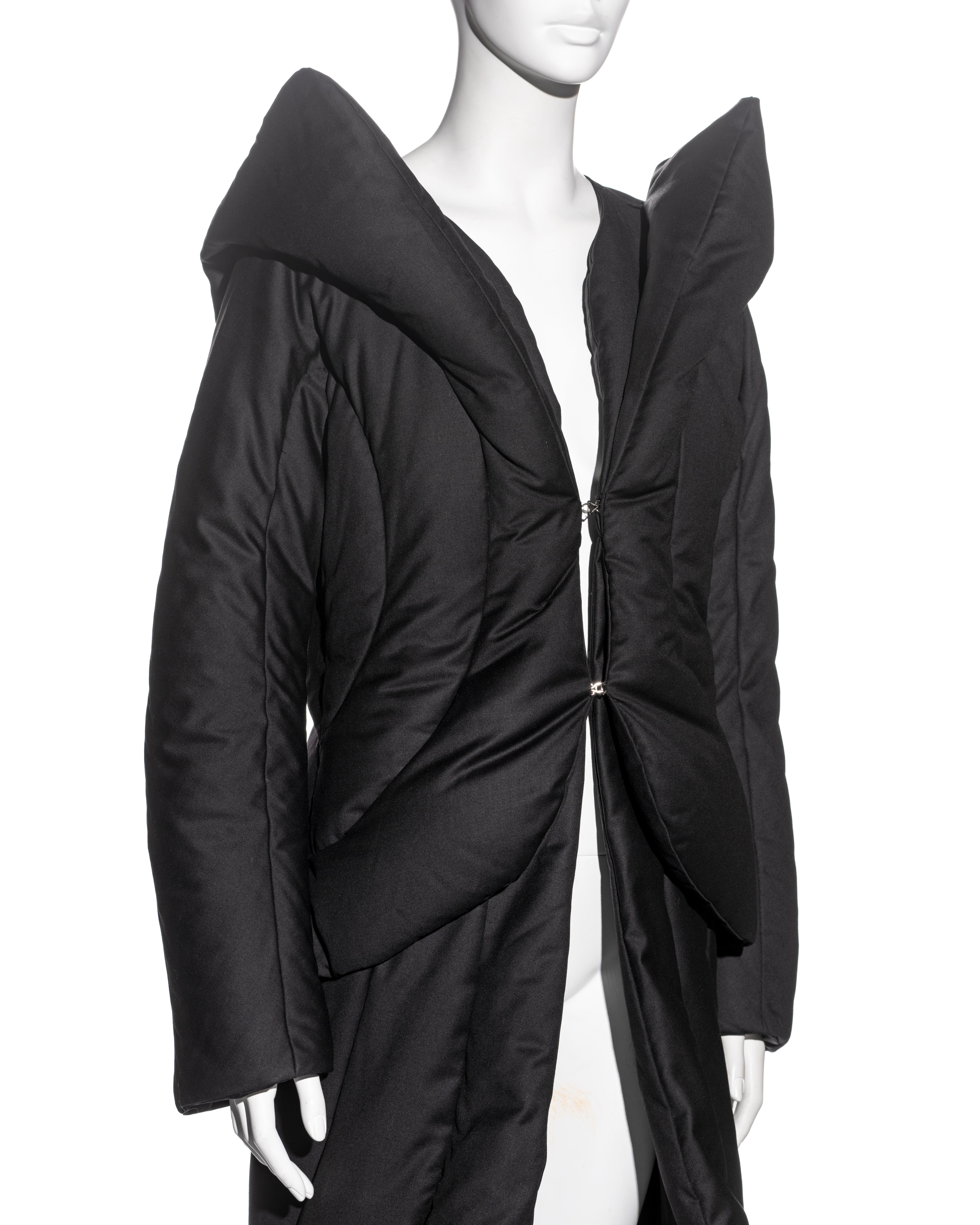 Black Alexander McQueen black wool quilted coat, fw 1999 For Sale