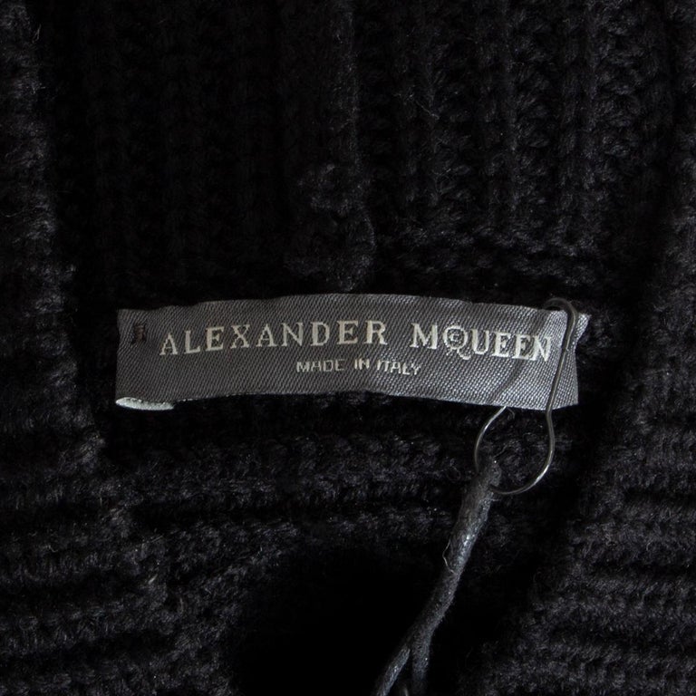 Alexander McQueen black wool RIB PEPLUM KNIT DOUBLE BREASTED Jacket S ...