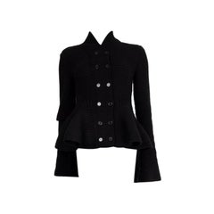 Alexander McQueen black wool RIB PEPLUM KNIT DOUBLE BREASTED  Jacket S