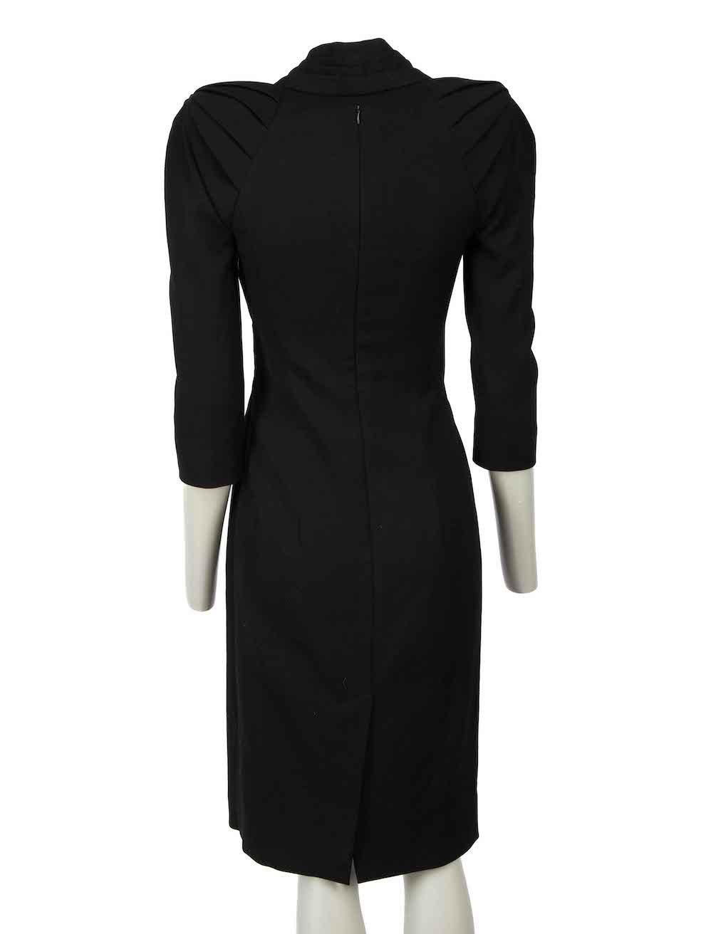 Alexander McQueen Black Wool Shoulder Pad Dress Size XS In Excellent Condition For Sale In London, GB
