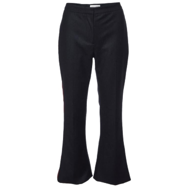 Alexander McQueen Pantalon évasé à rayures latérales en laine noire M.