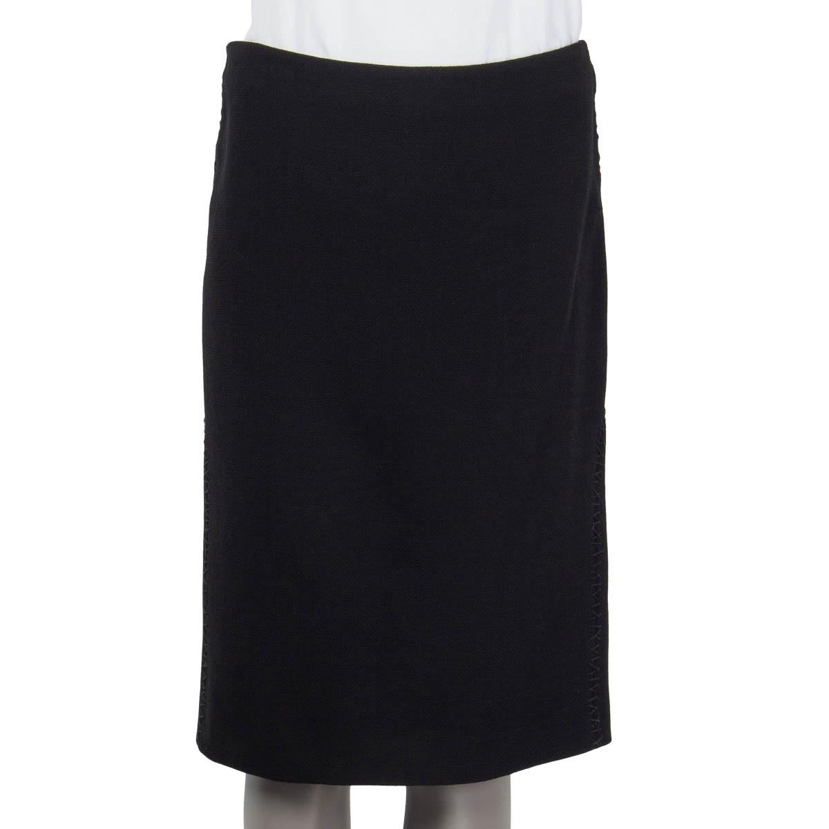 Black ALEXANDER MCQUEEN black wool STRAIGHT KNEE LENGTH Skirt 42 M For Sale